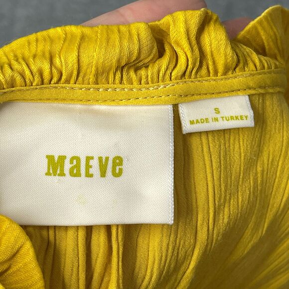 Anthropologie Maeve La Habana Yellow Ruffle Midi Dress Size S - Picture 7 of 12